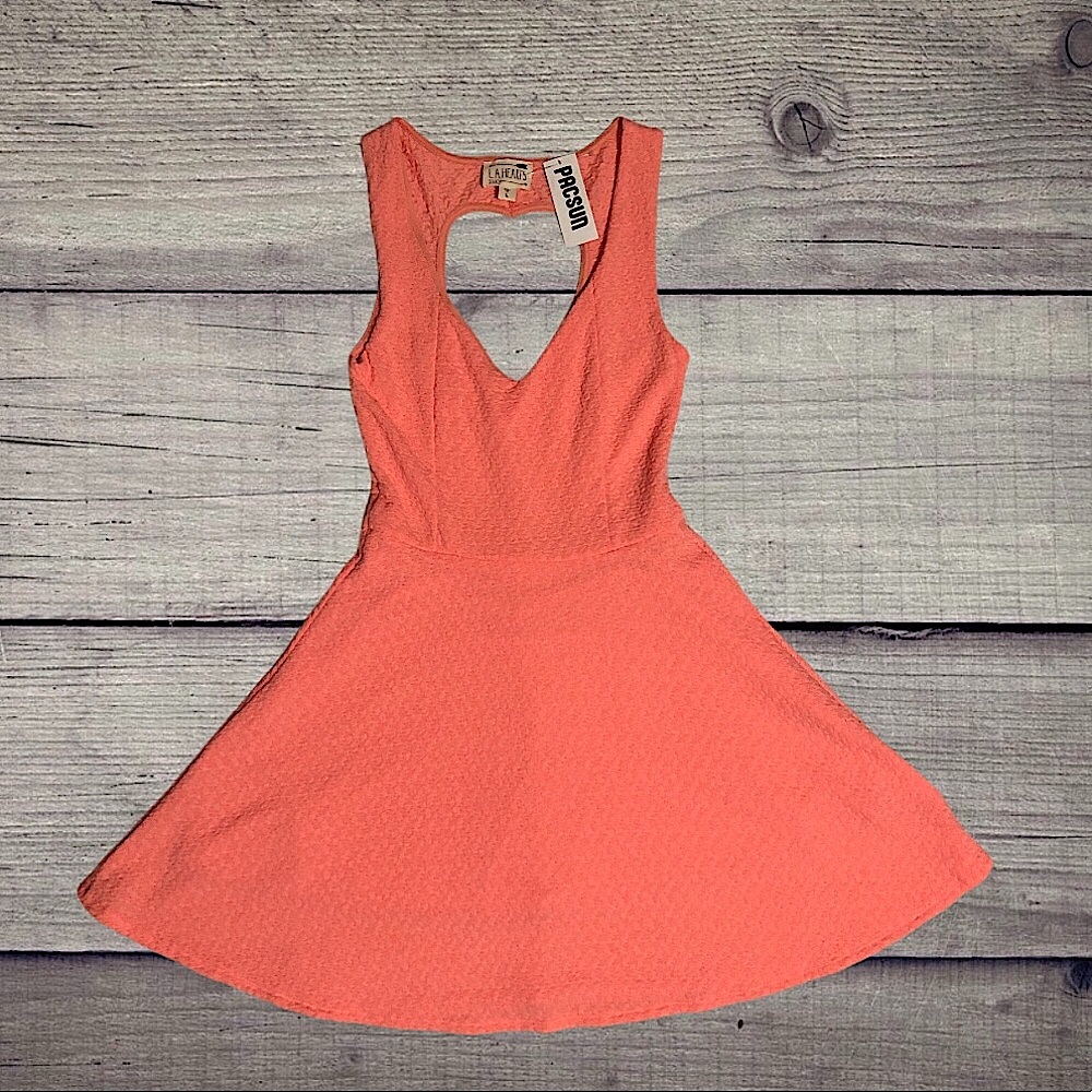 Pacsun Coral Summer fit & flare Dress Junior Large